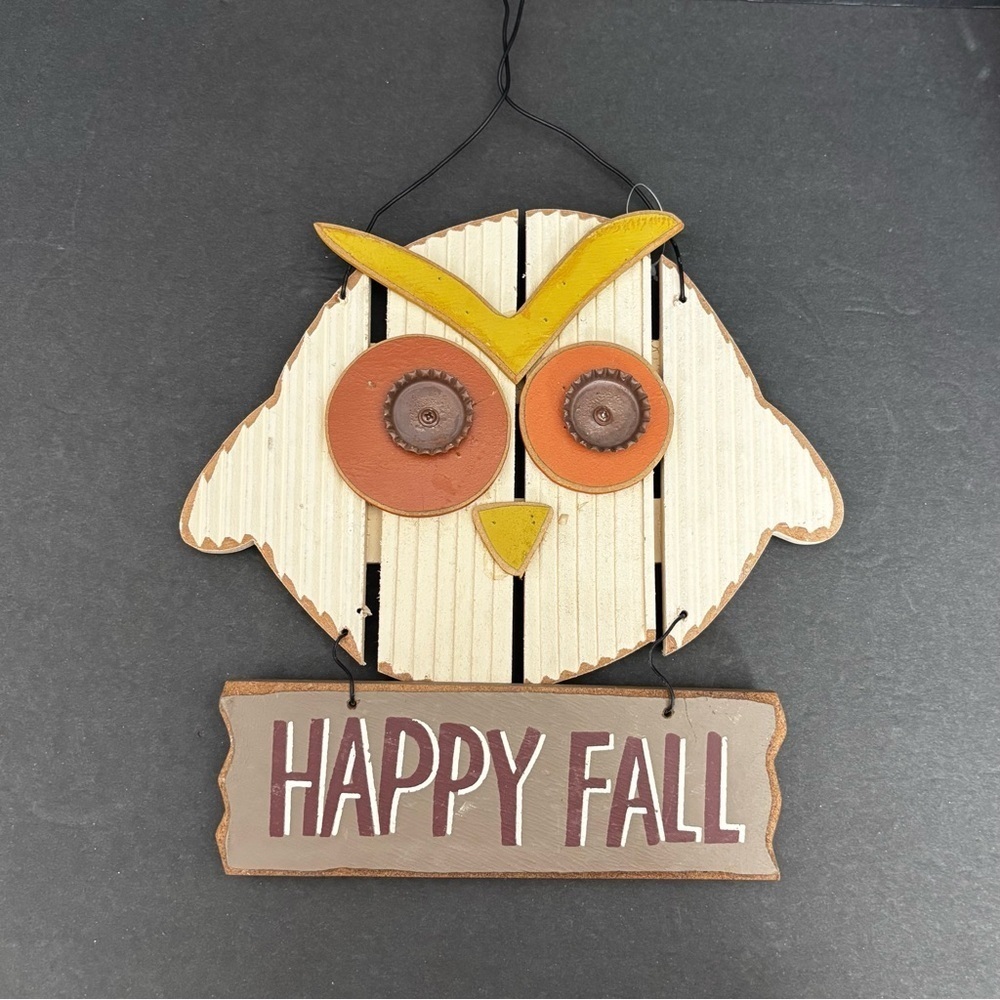 DanDee Welcome Fall Wooden Owl Hanging Wall Door Decor - Picture 1 of 5